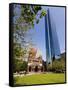 Trinity Church and the John Hancock Tower, Copley Square, Boston, Massachusetts, USA-Amanda Hall-Framed Stretched Canvas