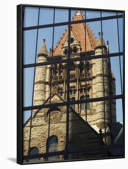 Trinity Church Reflected in the John Hancock Tower, Copley Square, Boston, New England-Amanda Hall-Framed Photographic Print