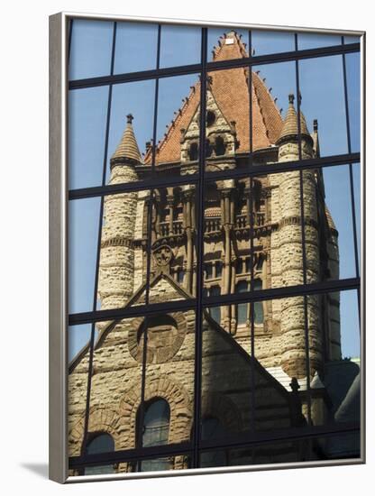 Trinity Church Reflected in the John Hancock Tower, Copley Square, Boston, New England-Amanda Hall-Framed Photographic Print