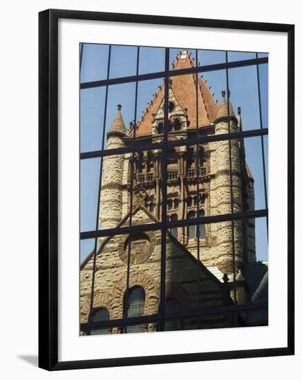 Trinity Church Reflected in the John Hancock Tower, Copley Square, Boston, New England-Amanda Hall-Framed Photographic Print