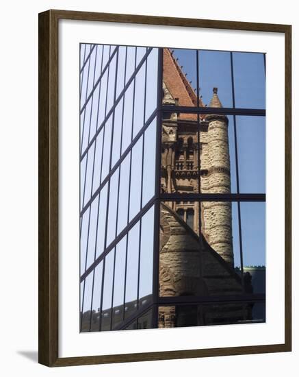 Trinity Church Reflected in the John Hancock Tower, Copley Square, Boston, New England-Amanda Hall-Framed Photographic Print