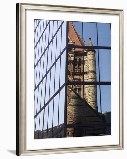 Trinity Church Reflected in the John Hancock Tower, Copley Square, Boston, New England-Amanda Hall-Framed Photographic Print