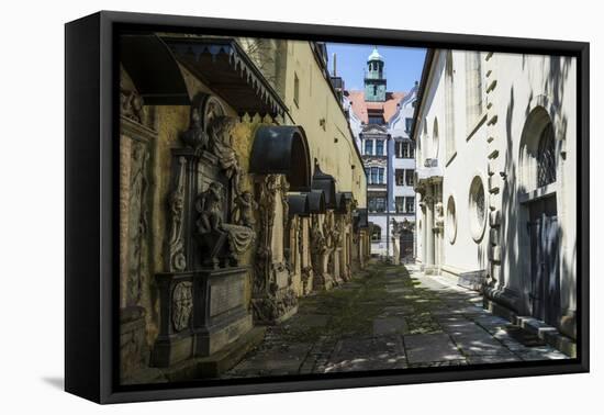Trinity Church's Cemetery Grave Markers, Church of the Holy Trinity, Regensburg, Bavaria, Germany-Michael Runkel-Framed Stretched Canvas