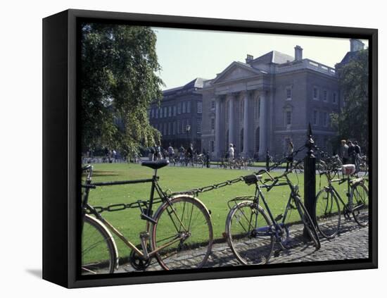 Trinity College and bicycles, Dublin, Ireland-Alan Klehr-Framed Stretched Canvas