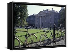 Trinity College and bicycles, Dublin, Ireland-Alan Klehr-Framed Stretched Canvas