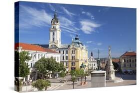 Trinity Column and Town Hall in Szechenyi Square, Pecs, Southern Transdanubia, Hungary, Europe-Ian Trower-Stretched Canvas