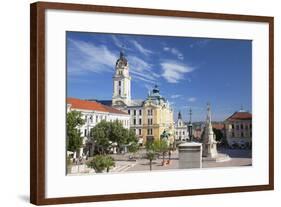 Trinity Column and Town Hall in Szechenyi Square, Pecs, Southern Transdanubia, Hungary, Europe-Ian Trower-Framed Photographic Print