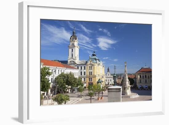 Trinity Column and Town Hall in Szechenyi Square, Pecs, Southern Transdanubia, Hungary, Europe-Ian Trower-Framed Photographic Print