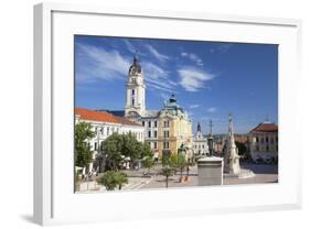 Trinity Column and Town Hall in Szechenyi Square, Pecs, Southern Transdanubia, Hungary, Europe-Ian Trower-Framed Photographic Print