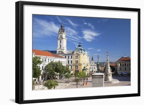 Trinity Column and Town Hall in Szechenyi Square, Pecs, Southern Transdanubia, Hungary, Europe-Ian Trower-Framed Photographic Print