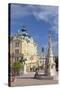 Trinity Column and Town Hall in Szechenyi Square, Pecs, Southern Transdanubia, Hungary, Europe-Ian Trower-Stretched Canvas