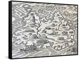 Trinity Island, Engraving from Universal Cosmology-Andre Thevet-Framed Stretched Canvas