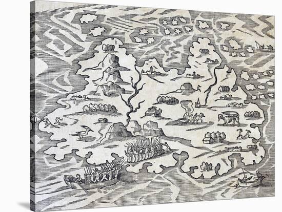 Trinity Island, Engraving from Universal Cosmology-Andre Thevet-Stretched Canvas