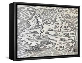 Trinity Island, Engraving from Universal Cosmology-Andre Thevet-Framed Stretched Canvas