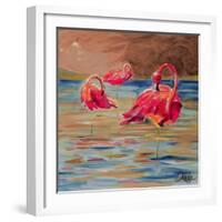 Trio Flamingos-Ormsby, Anne Ormsby-Framed Art Print