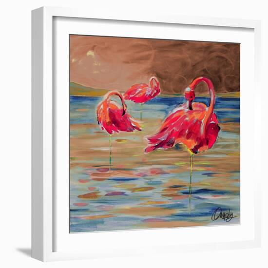 Trio Flamingos-Ormsby, Anne Ormsby-Framed Art Print