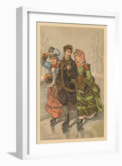 Trio Ice Skating-null-Framed Art Print