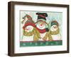 Trio of Snowmen Wearing Hats, Scarves-Beverly Johnston-Framed Giclee Print