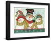 Trio of Snowmen Wearing Hats, Scarves-Beverly Johnston-Framed Giclee Print