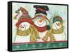 Trio of Snowmen Wearing Hats, Scarves-Beverly Johnston-Framed Stretched Canvas