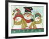 Trio of Snowmen Wearing Hats, Scarves-Beverly Johnston-Framed Giclee Print