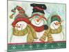 Trio of Snowmen Wearing Hats, Scarves-Beverly Johnston-Mounted Giclee Print