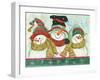 Trio of Snowmen Wearing Hats, Scarves-Beverly Johnston-Framed Giclee Print
