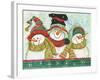 Trio of Snowmen Wearing Hats, Scarves-Beverly Johnston-Framed Giclee Print