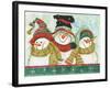 Trio of Snowmen Wearing Hats, Scarves-Beverly Johnston-Framed Giclee Print