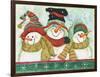 Trio of Snowmen Wearing Hats, Scarves-Beverly Johnston-Framed Giclee Print