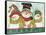 Trio of Snowmen Wearing Hats, Scarves-Beverly Johnston-Framed Stretched Canvas