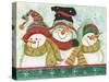 Trio of Snowmen Wearing Hats, Scarves-Beverly Johnston-Stretched Canvas