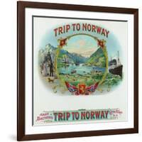 Trip to Norway Brand Cigar Box Label, Nautical-Lantern Press-Framed Art Print