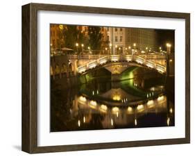 Triple Bridge over River Ljubljanica, Ljubljana, Slovenia, Europe-Lawrence Graham-Framed Photographic Print