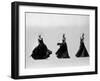 Triple Image of Model Demonstrating Swirling Motion of Black Taffeta Ball Gown Designed by Adrian-Gjon Mili-Framed Photographic Print