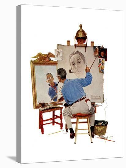 "Triple Self-Portrait", February 13,1960-Norman Rockwell-Stretched Canvas