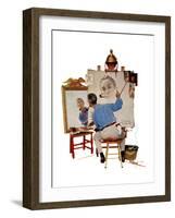 "Triple Self-Portrait", February 13,1960-Norman Rockwell-Framed Giclee Print