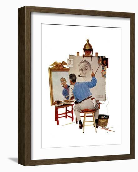 "Triple Self-Portrait", February 13,1960-Norman Rockwell-Framed Giclee Print