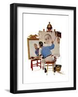 "Triple Self-Portrait", February 13,1960-Norman Rockwell-Framed Giclee Print