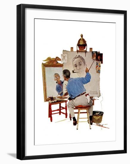 "Triple Self-Portrait", February 13,1960-Norman Rockwell-Framed Giclee Print