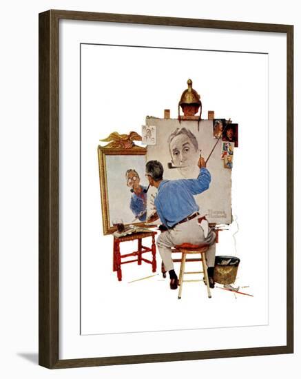 "Triple Self-Portrait", February 13,1960-Norman Rockwell-Framed Giclee Print