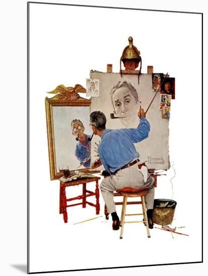 "Triple Self-Portrait", February 13,1960-Norman Rockwell-Mounted Giclee Print