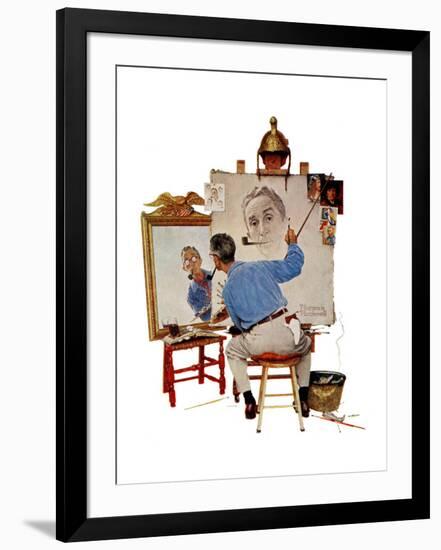 "Triple Self-Portrait", February 13,1960-Norman Rockwell-Framed Giclee Print