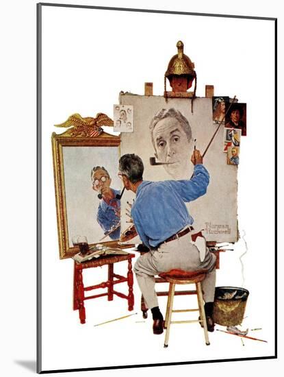 "Triple Self-Portrait", February 13,1960-Norman Rockwell-Mounted Giclee Print