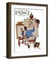 "Triple Self-Portrait" Saturday Evening Post Cover, February 13,1960-Norman Rockwell-Framed Giclee Print