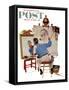 "Triple Self-Portrait" Saturday Evening Post Cover, February 13,1960-Norman Rockwell-Framed Stretched Canvas