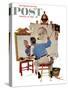 "Triple Self-Portrait" Saturday Evening Post Cover, February 13,1960-Norman Rockwell-Stretched Canvas
