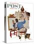 "Triple Self-Portrait" Saturday Evening Post Cover, February 13,1960-Norman Rockwell-Stretched Canvas