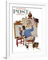 "Triple Self-Portrait" Saturday Evening Post Cover, February 13,1960-Norman Rockwell-Framed Giclee Print