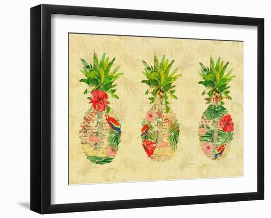 Triple Tropical Pineapple Collage-Julie DeRice-Framed Art Print